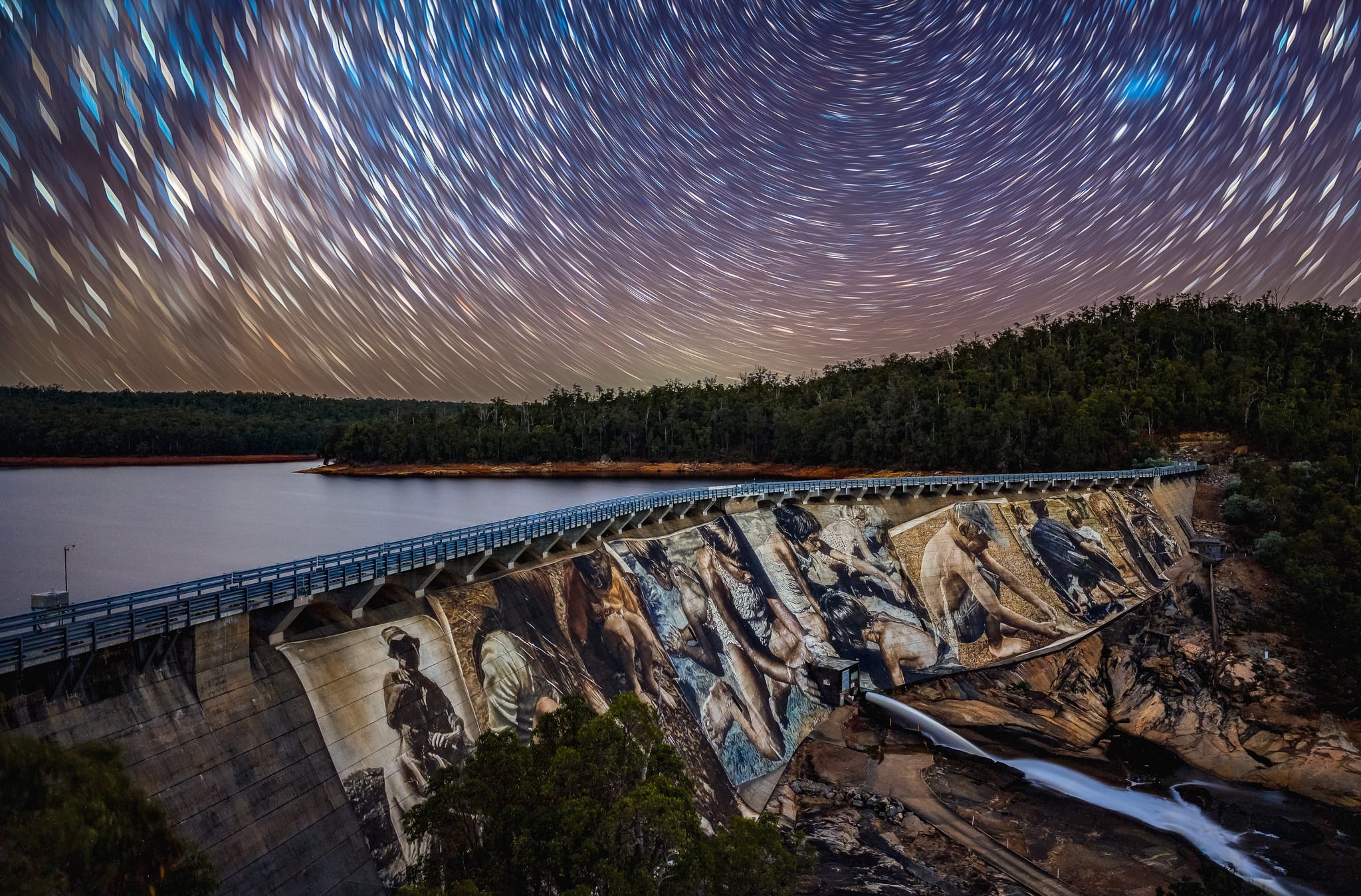 Wellington Dam wall — "Reflections" mural